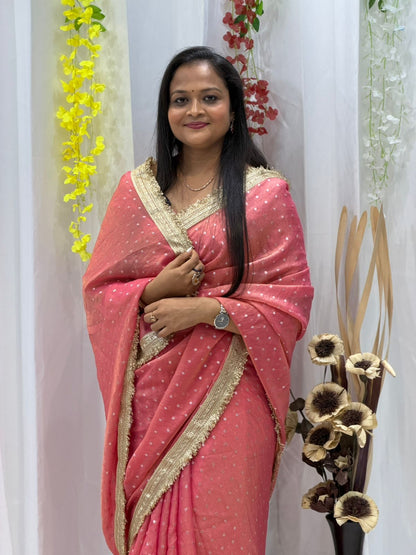 Pink Linen Saree for Wedding & Party Wear