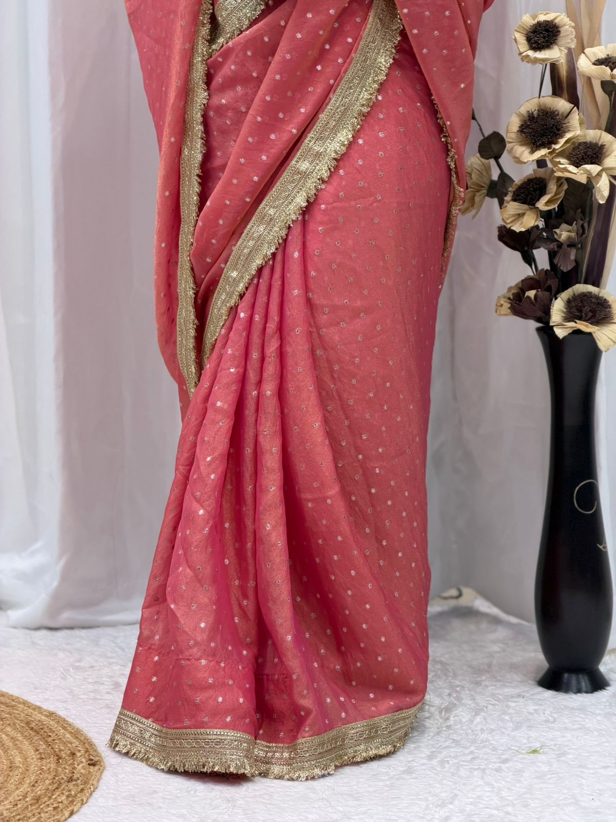 Pink Linen Saree for Wedding & Party Wear