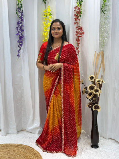 Sunset Glow Traditional Leheriya Saree for Women