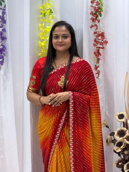 Sunset Glow Traditional Leheriya Saree for Women