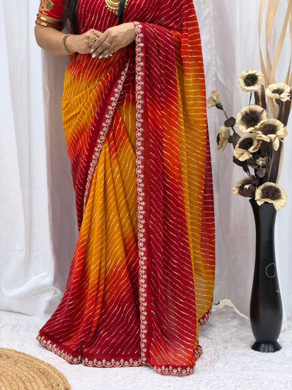 Sunset Glow Traditional Leheriya Saree for Women