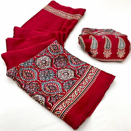 Heritage Style Beige Designer Saree with Ethnic Patterns