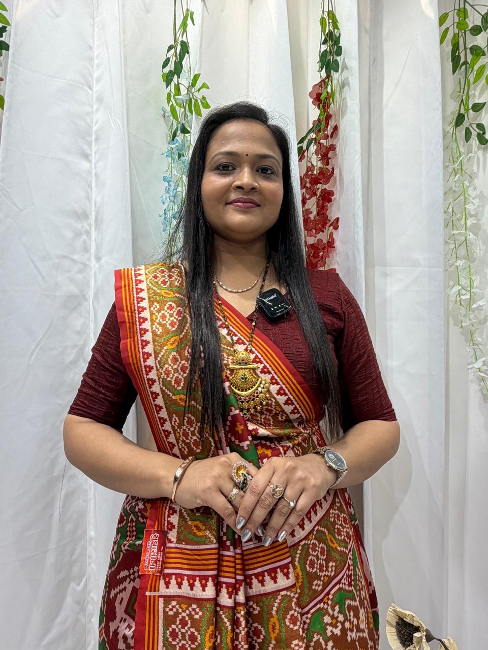 Elegant Maroon Ethnic Geometric Design Saree