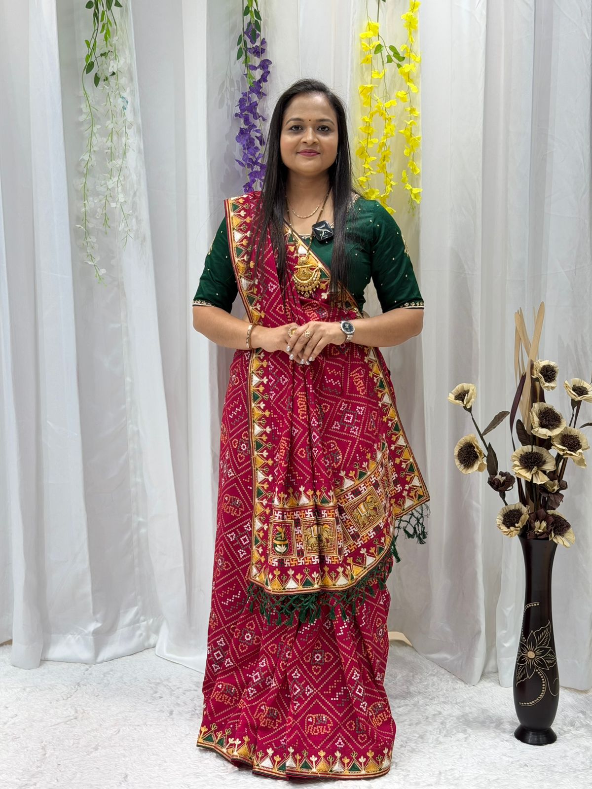 Wedding Wear Rani pink Saree with Grand Ethnic Appeal