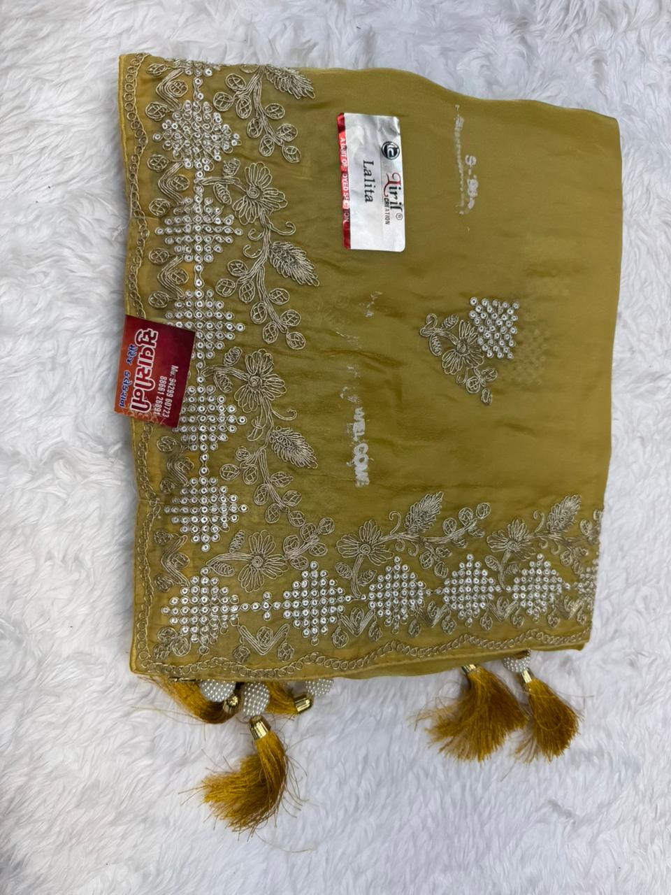 Elegant Taupe Brown Silk Saree with Rich Golden Zari Border & Designer Pallu