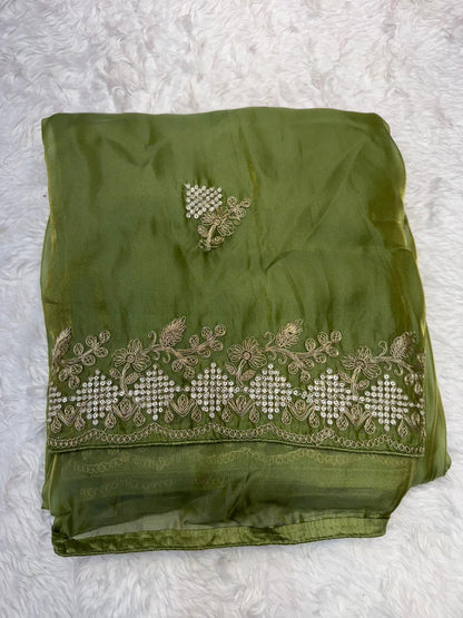 Elegant Taupe Brown Silk Saree with Rich Golden Zari Border & Designer Pallu