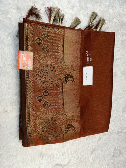 Heritage Rust Silk Saree with Intricate Zari Pallu