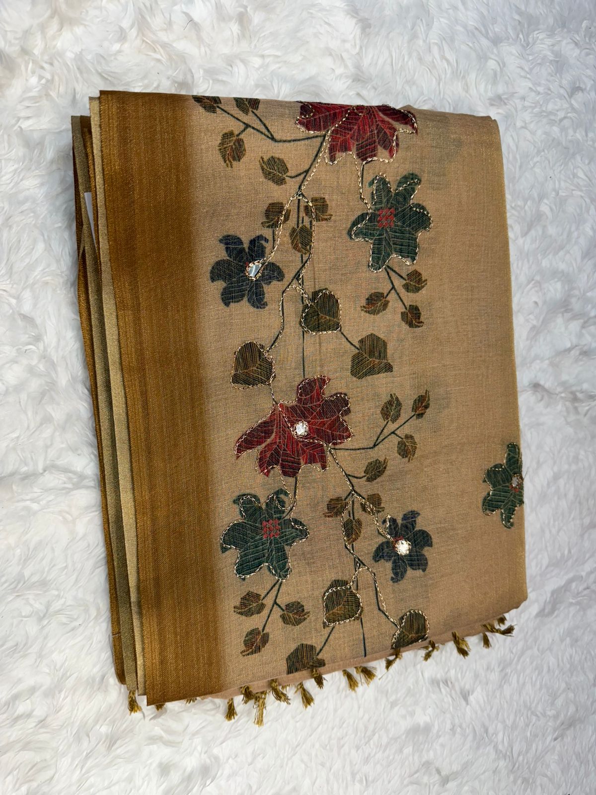 Elegant Peach Floral Soft Silk Saree with Designer Print & Rich Border