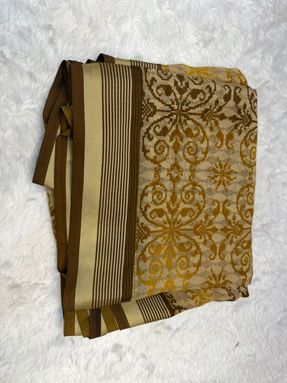 Royal Beige & Maroon Printed Saree with Elegant Traditional Motifs & Rich Border