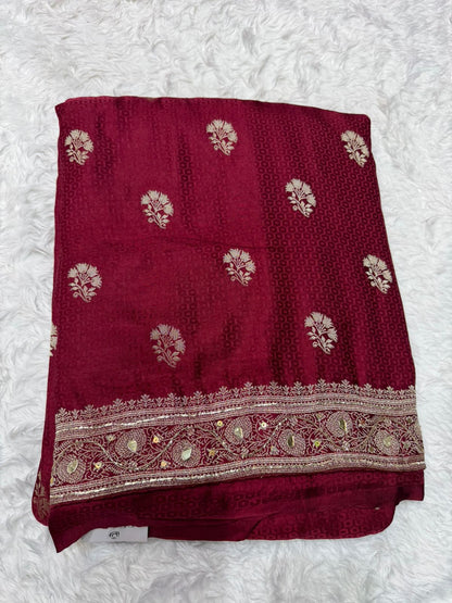 Graceful Ruby Red Ethnic Woven Saree