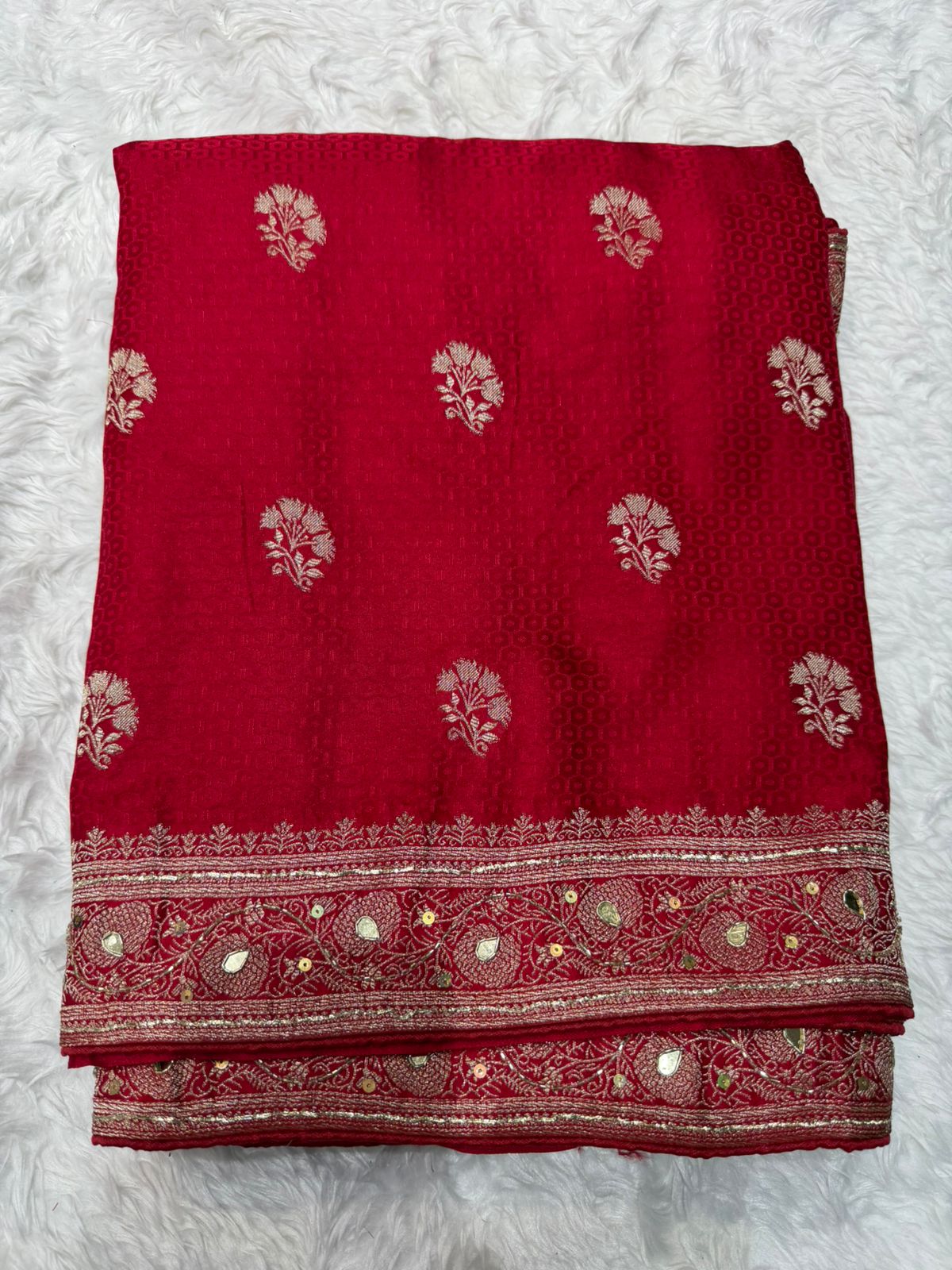 Graceful Ruby Red Ethnic Woven Saree