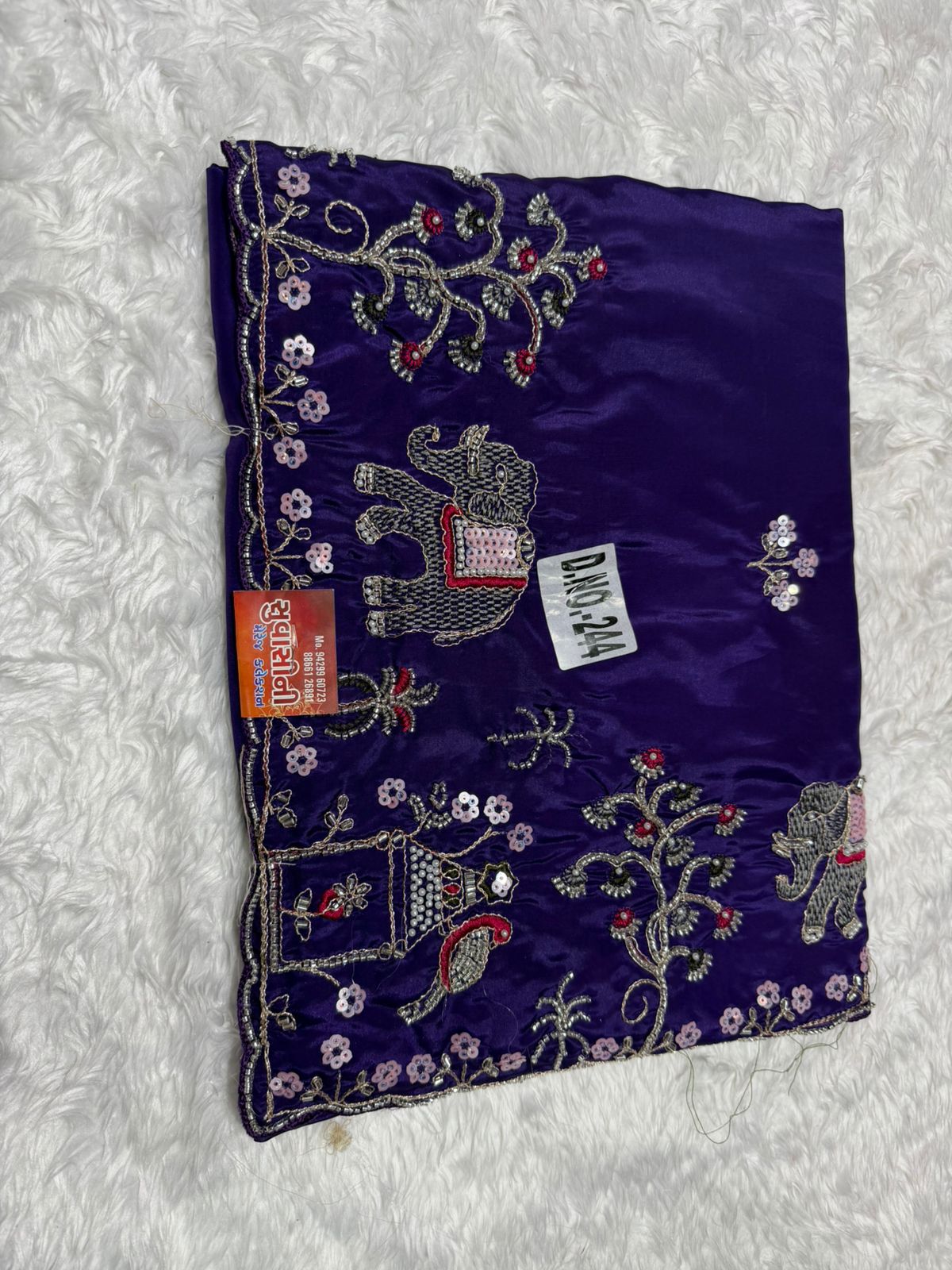 Rust Orange Embroidered Festive Saree with Traditional Border