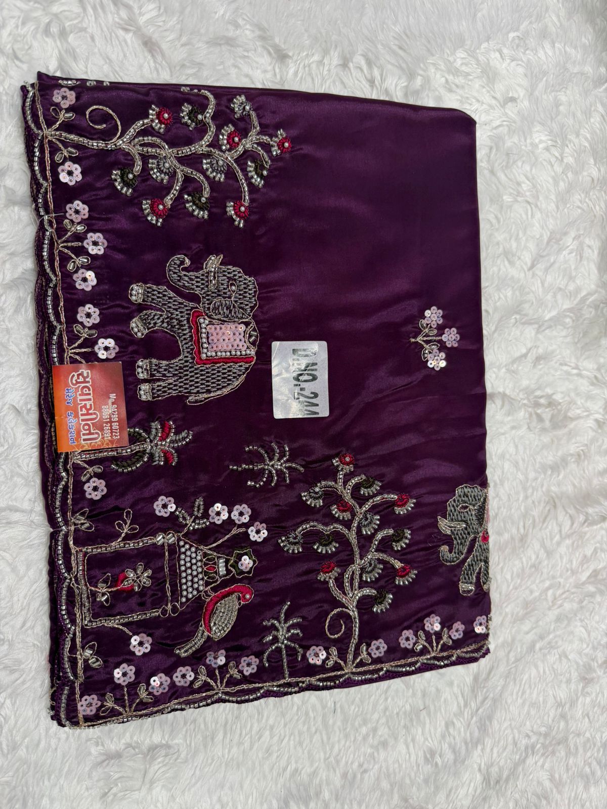 Rust Orange Embroidered Festive Saree with Traditional Border