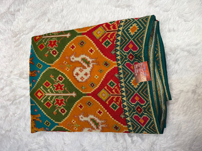 Elegant Multicolor Geometric Weave Saree