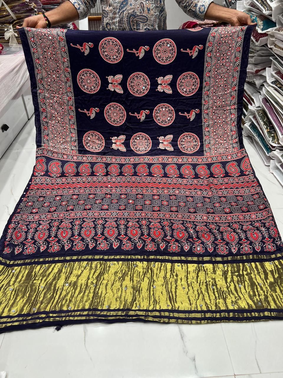 Elegant Ethnic Printed Saree in Deep Maroon