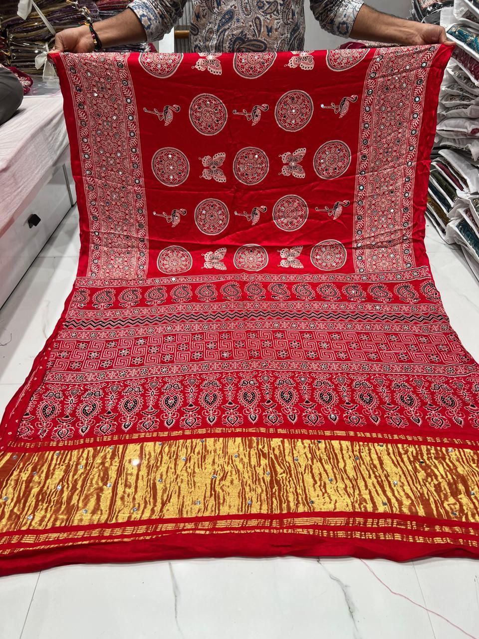 Elegant Ethnic Printed Saree in Deep Maroon