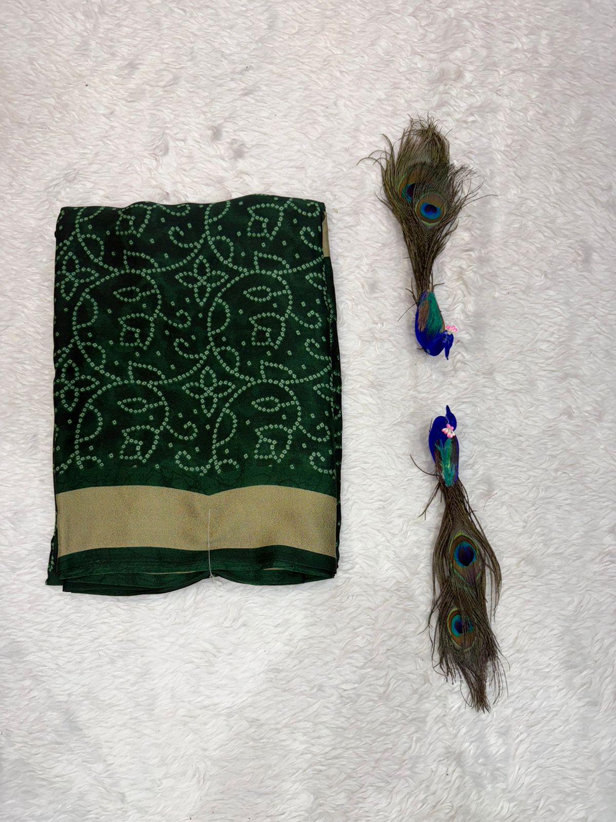 Rani Pink Bandhani Style Saree with Golden Border