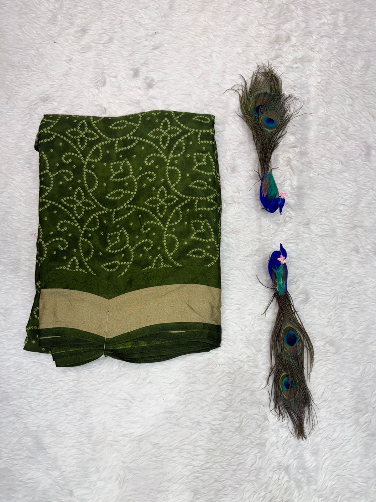 Rani Pink Bandhani Style Saree with Golden Border
