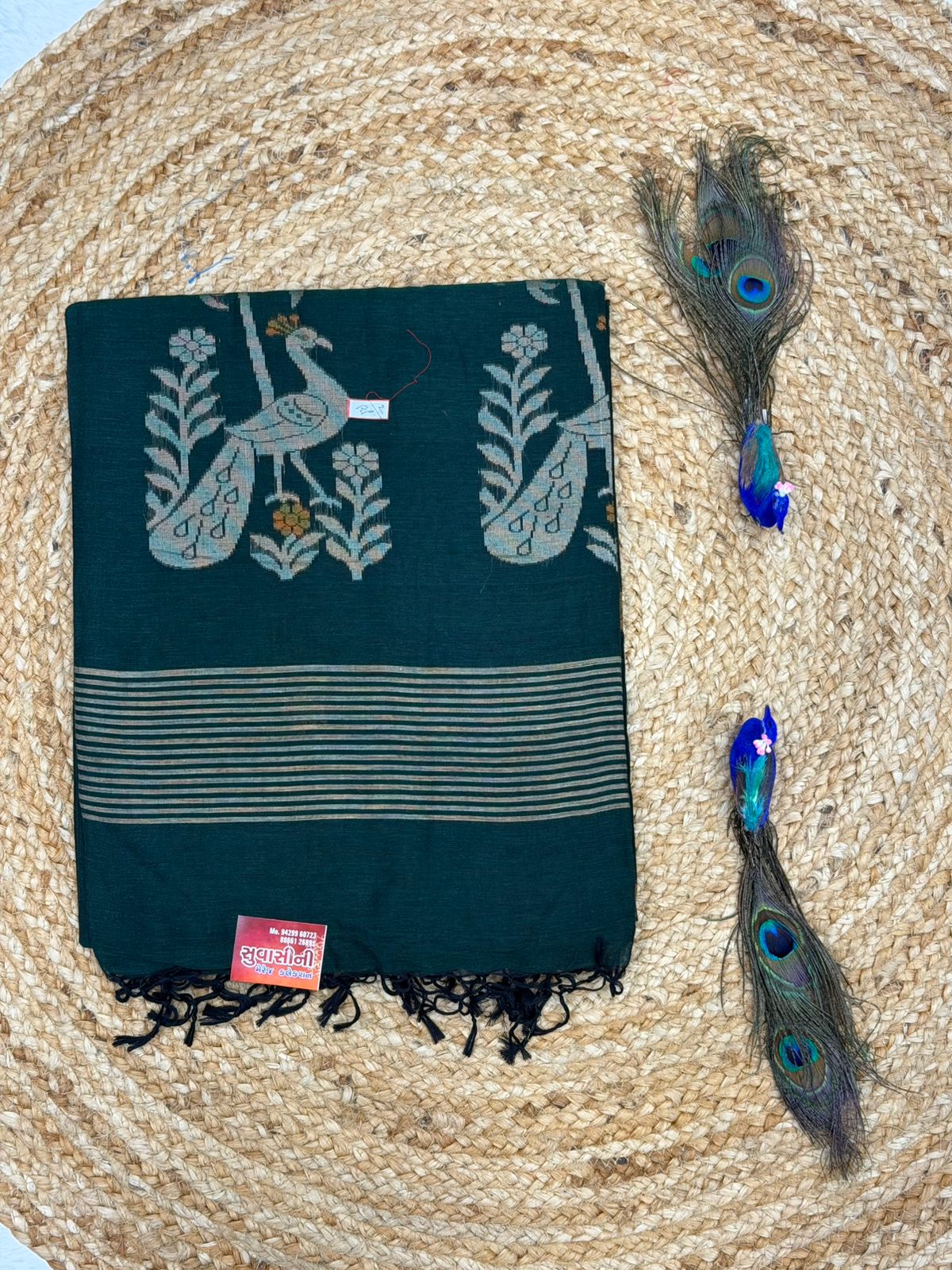 Premium Deep Purple Linen Saree with Woven Floral Border | Elegant Traditional & Festive Wear for Women