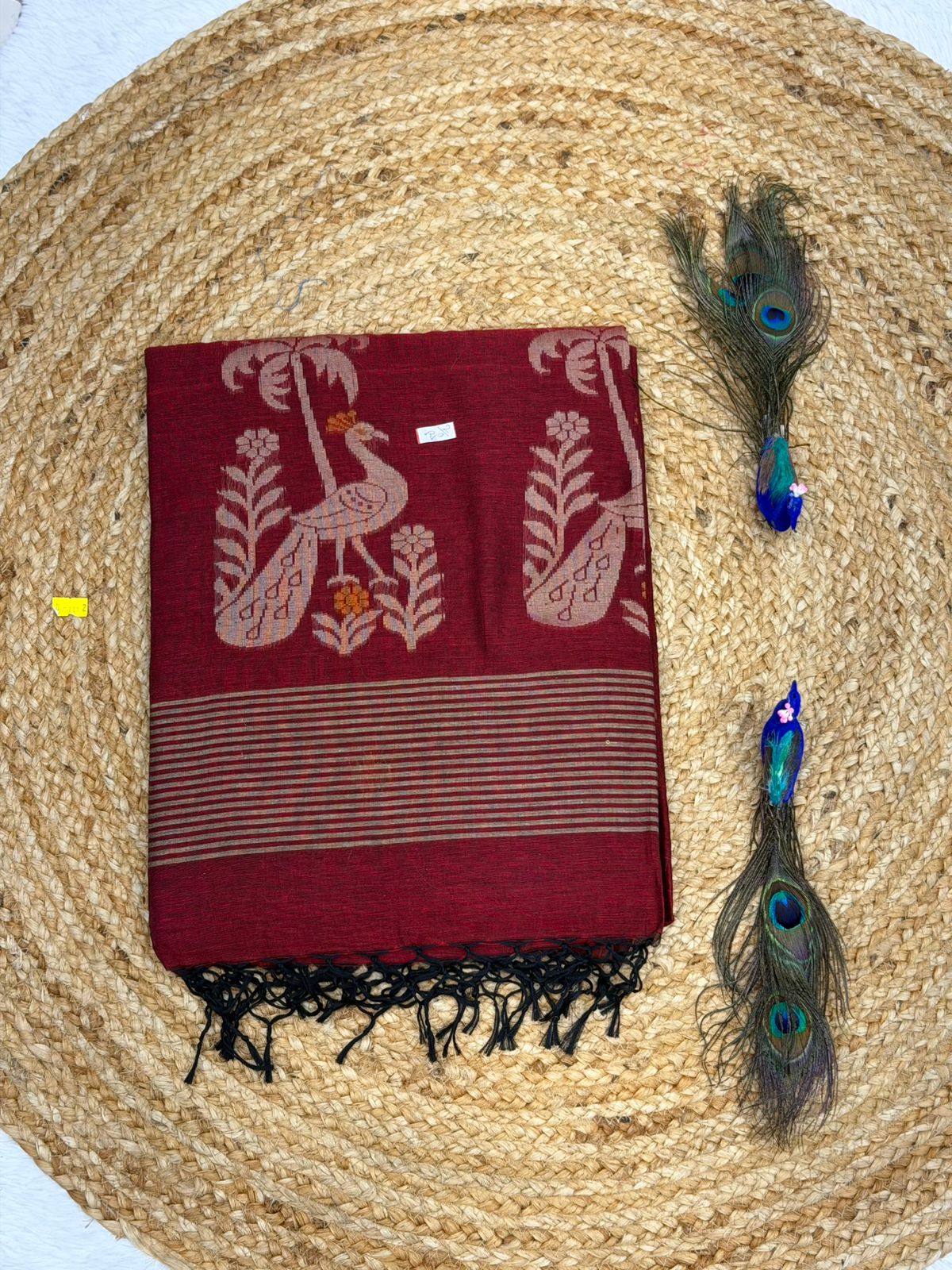 Premium Deep Purple Linen Saree with Woven Floral Border | Elegant Traditional & Festive Wear for Women
