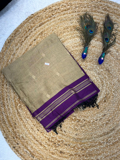 Elegant Olive Green Handwoven Traditional Saree with Rich Contrast Pallu
